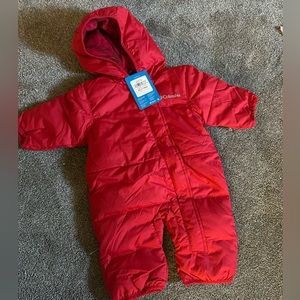 Brand new tags Columbia responsible down SnowSuit red 0-3 months Baby Boy Girl